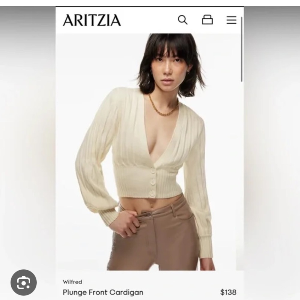 Wilfred Ivory Plunge Front Cardigan